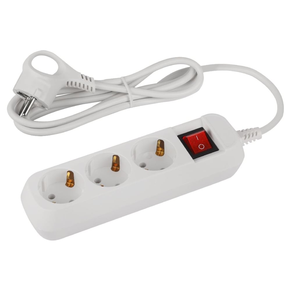 Изображение товара Удлинитель электрический ЭРА UDL10315ES Greenline 3 розетки с заземлением с выключателем 1,5м ПВС 3x Б0065051