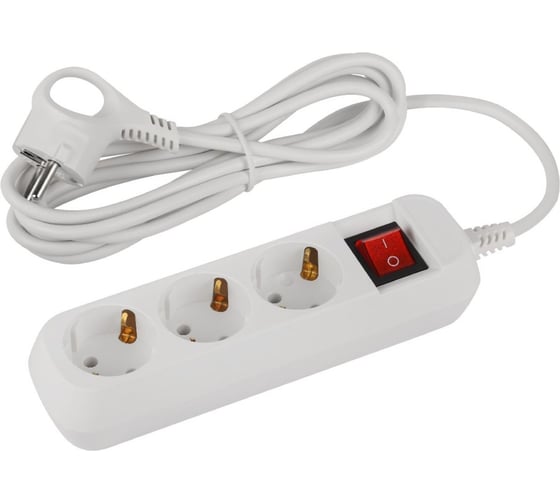 Изображение товара Удлинитель электрический  ЭРА UDL10330ES Greenline 3 розетки с заземлением с выключателем 3м ПВС 3x0.75мм2 Б0065047