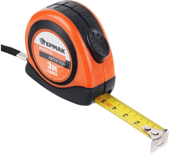 Изображение товара Рулетка ЕРМАК Автостоп, двукомпонентный корпус, 3мх16мм 658-120