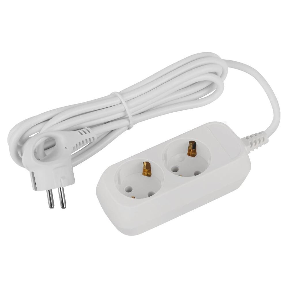 Изображение товара Удлинитель ЭРА UDL16230E Greenline, 2 розетки, 3 м, заземление