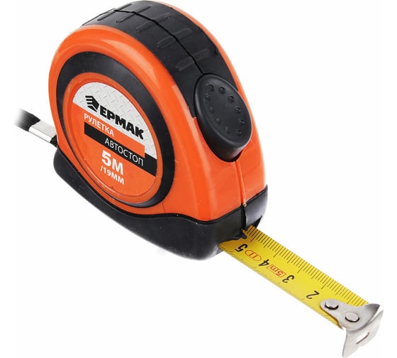 Изображение товара Рулетка ЕРМАК Автостоп, двукомпонентный корпус, 5мх19мм 658-121