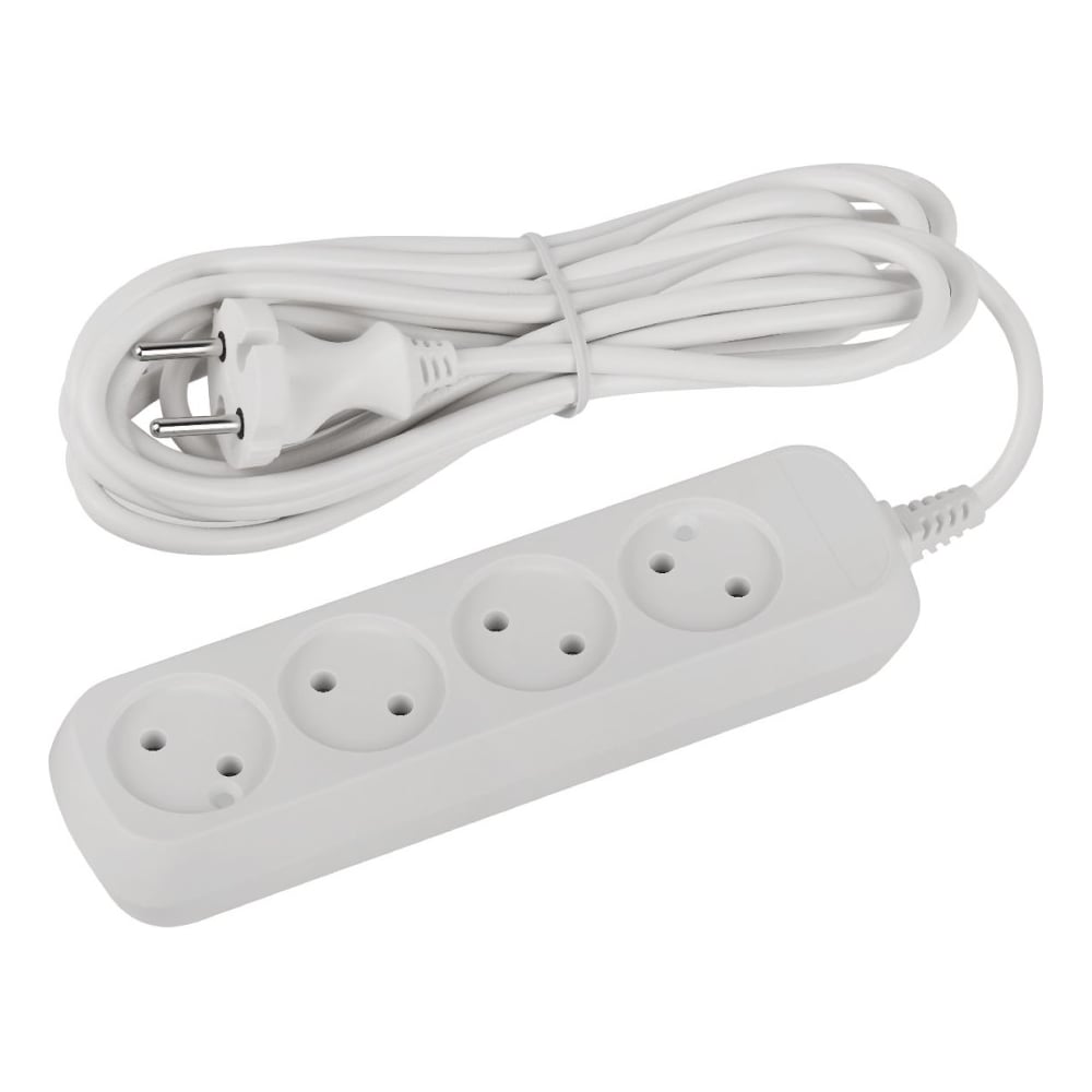 Изображение товара Удлинитель электрический ЭРА UDL10450 Greenline 4 розетки без заземления 5м ПВС 2x0.75мм2 Б0065063