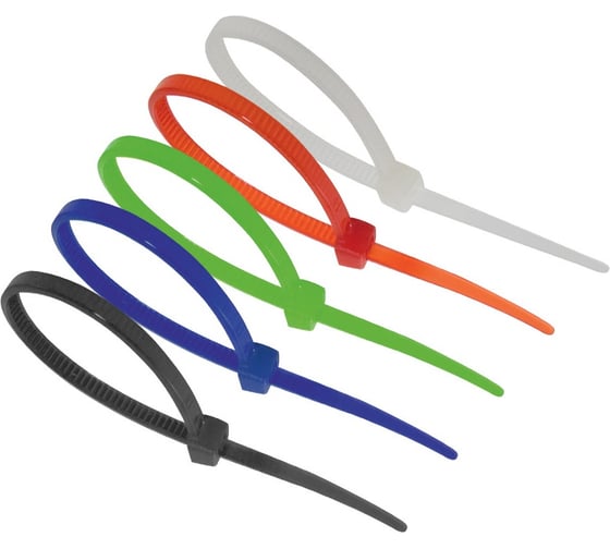 Изображение товара Цветные хомуты TDM ELECTRIC 2,5х100, набор 5 цветов черный, белый, красный, синий, зеленый, 25 штук SQ0515-0358