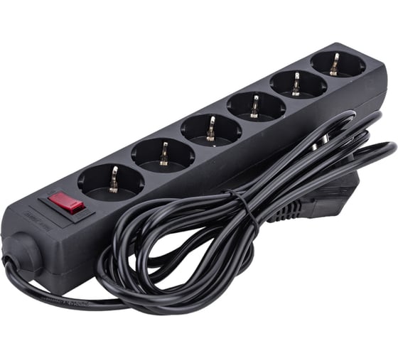 Изображение товара Сетевой фильтр ExeGate SP-6-3B 6евро с заземлением, 3м, выключатель с подсвет, черный 119393