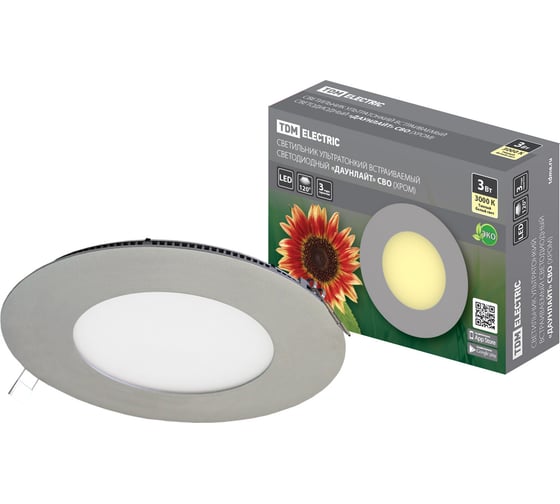 Изображение товара Светильник встраиваемый светодиодный "Даунлайт" TDM ELECTRIC хром 3 Вт 3000К SQ0329-0106