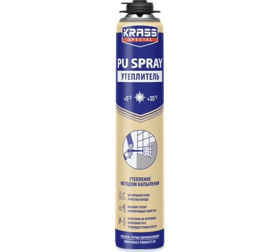 Изображение товара Утеплитель напыляемый KRASS Special PU Spray 0.8 л ЛА-00004213