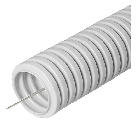 Изображение товара Труба гофрированная УРАЛ ПАК 20мм, FRHF, с зондом, легкая, белая, 100м ГФ-4100920-100