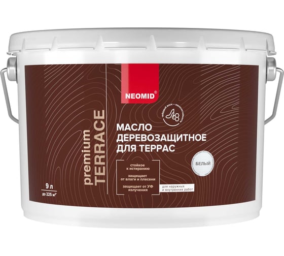 Изображение товара Масло для террас NEOMID Terrace 9 л, Белый Н-маслоTerrace-9/бел