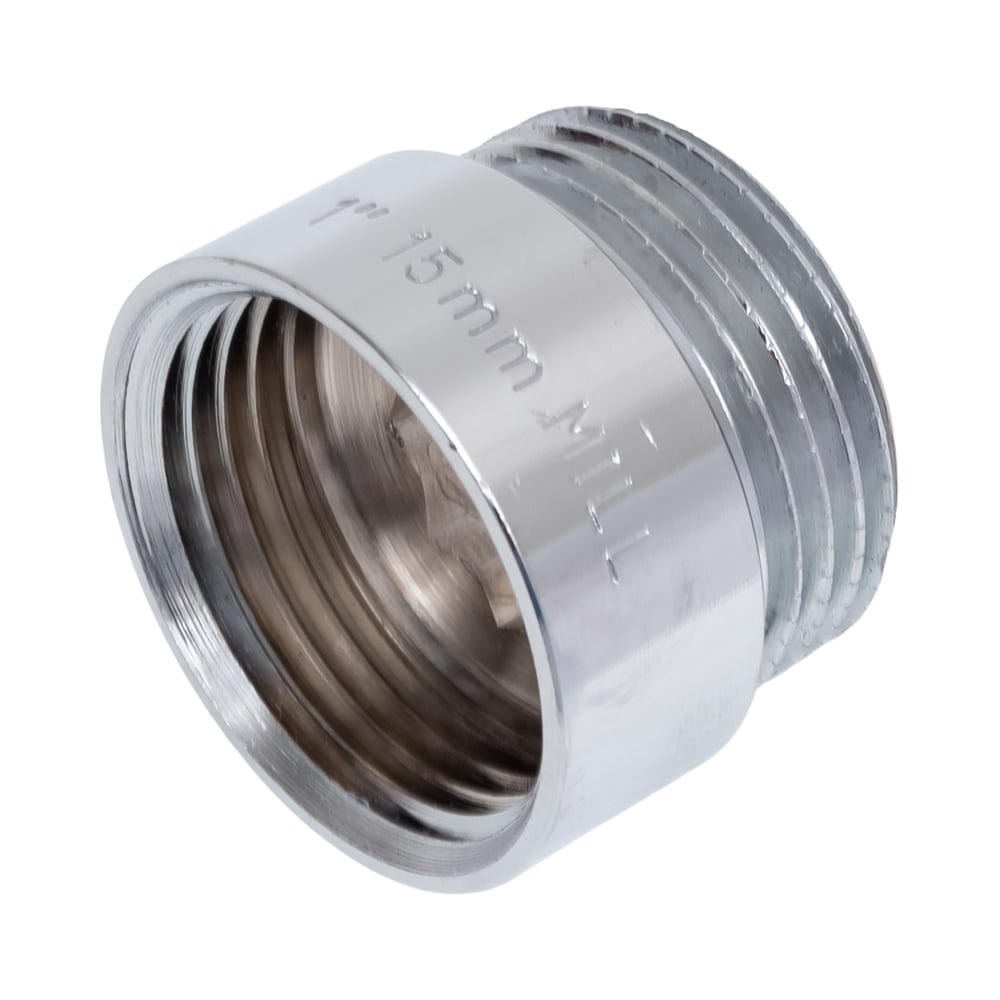 Изображение товара Гайка удлинительная хромированная 1" x 15мм внутренняя/наружная резьба для соединения сантехнических трубопроводов Millennium NUG1015