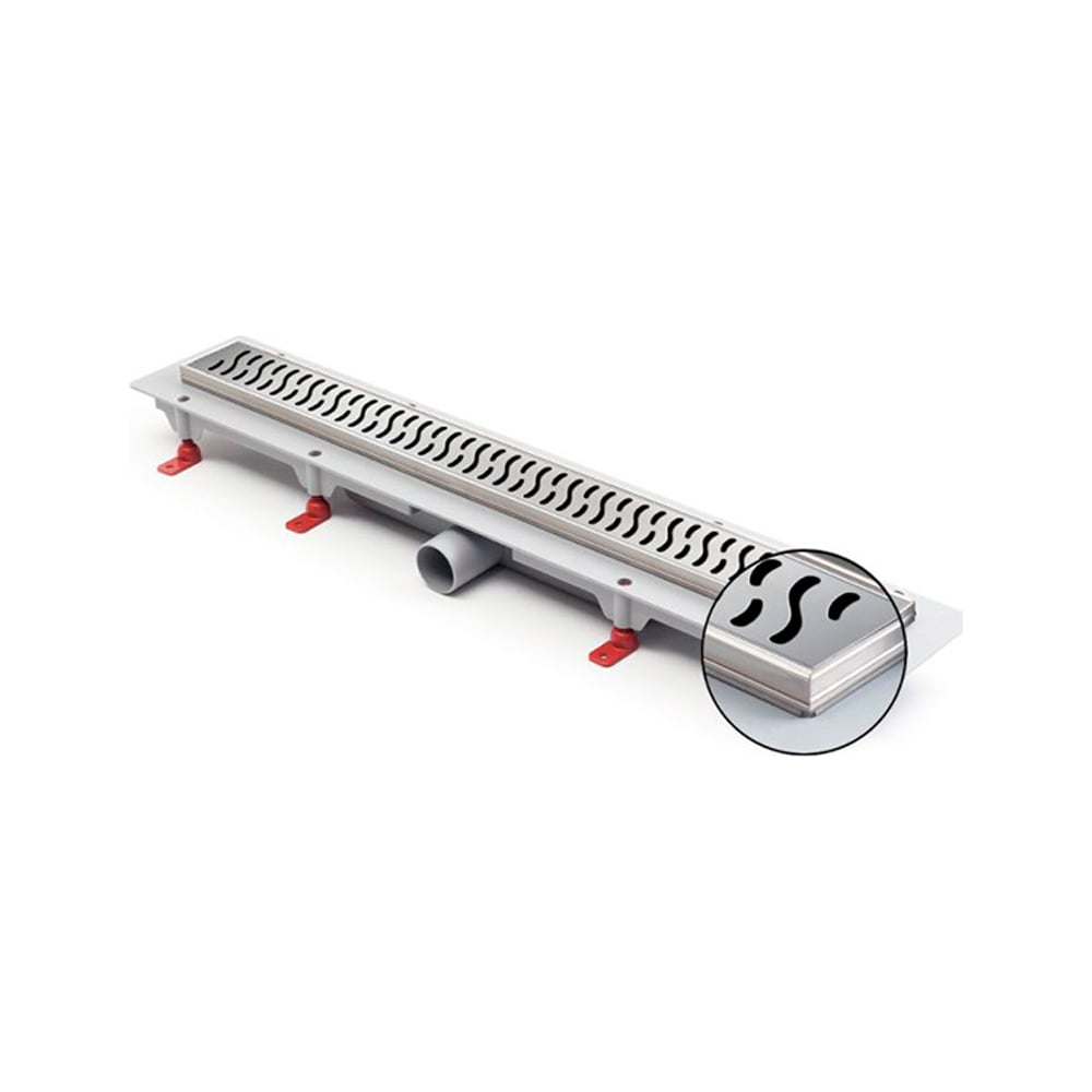 Изображение товара Водоотводящий пластиковый желоб Azario D40 с боковым сливом и решеткой Harmony