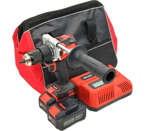 Изображение товара Аккумуляторный шуруповерт DEVON 2 АКБ 4 Ач, З/У, сумка 5201-Li-20-SET
