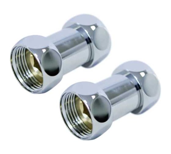 Изображение товара Прямое соединение Millennium хромированное 1"×1" внутренняя/внутренняя резьба (пара) — фитинг для полотенцесушителя SPPF1010