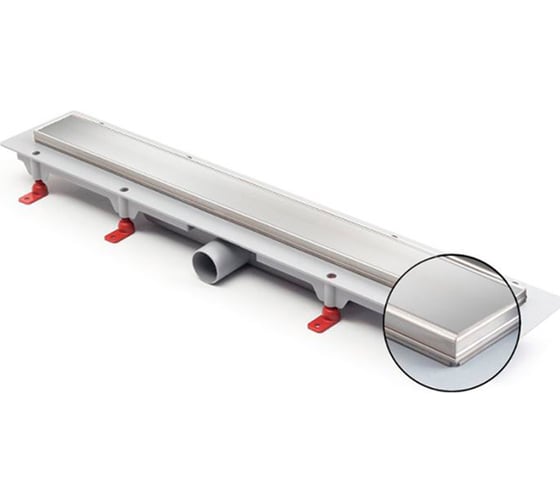 Изображение товара Водоотводящий пластиковый желоб Azario D40 боковой слив, c рамкой из нержавеющей стали AZCH550KN 00068257