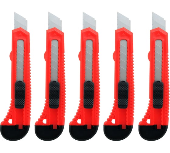 Изображение товара Набор ножей канцелярских строительных с сегментированным лезвием Push lock 18 мм 5 шт VIRA 832305