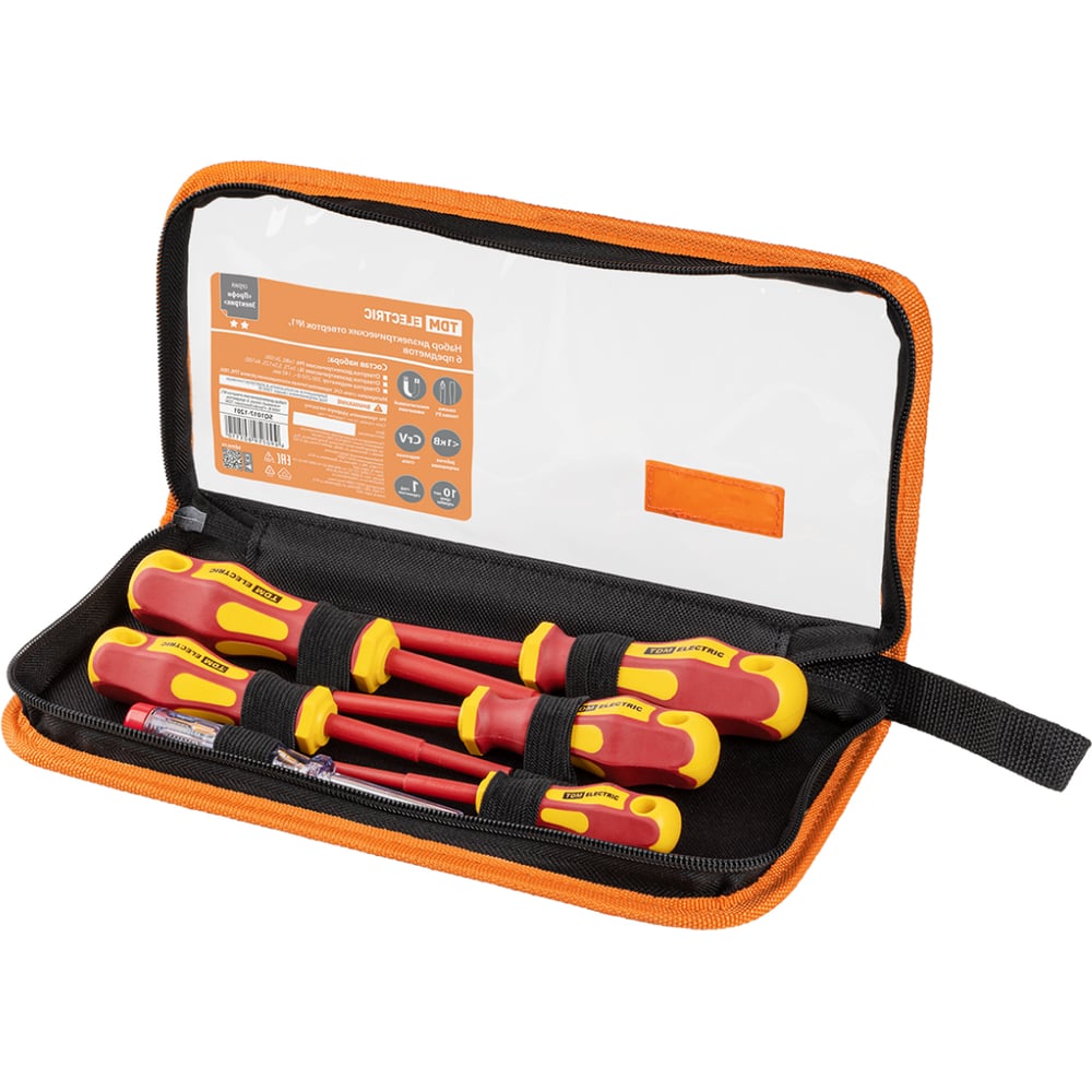 Изображение товара Набор диэлектрических отверток TDM ELECTRIC №1, 6 шт, 1000 В, тканевый пенал