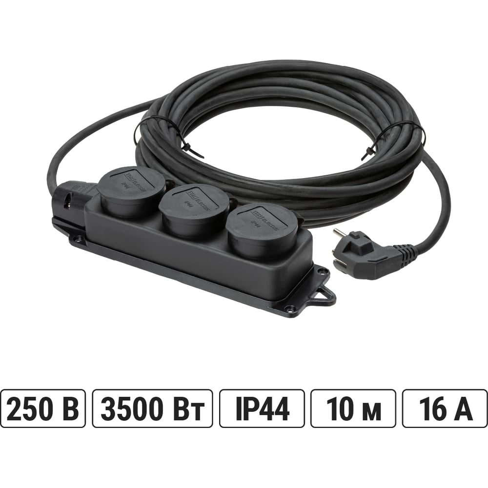 Изображение товара Удлинитель-шнур TDM ELECTRIC 10м 3 гнезда IP44