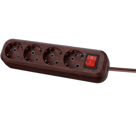 Изображение товара Удлинитель сетевой TDM ELECTRIC с выключателем, 4 розетки, 5 метров, ПВС 3х1мм2 Эко (бук) 16А 250В SQ1303-3112