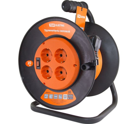 Изображение товара Силовой удлинитель TDM ELECTRIC УКз10-004 4 места/20м ПВС 3х0,75 SQ1301-0421