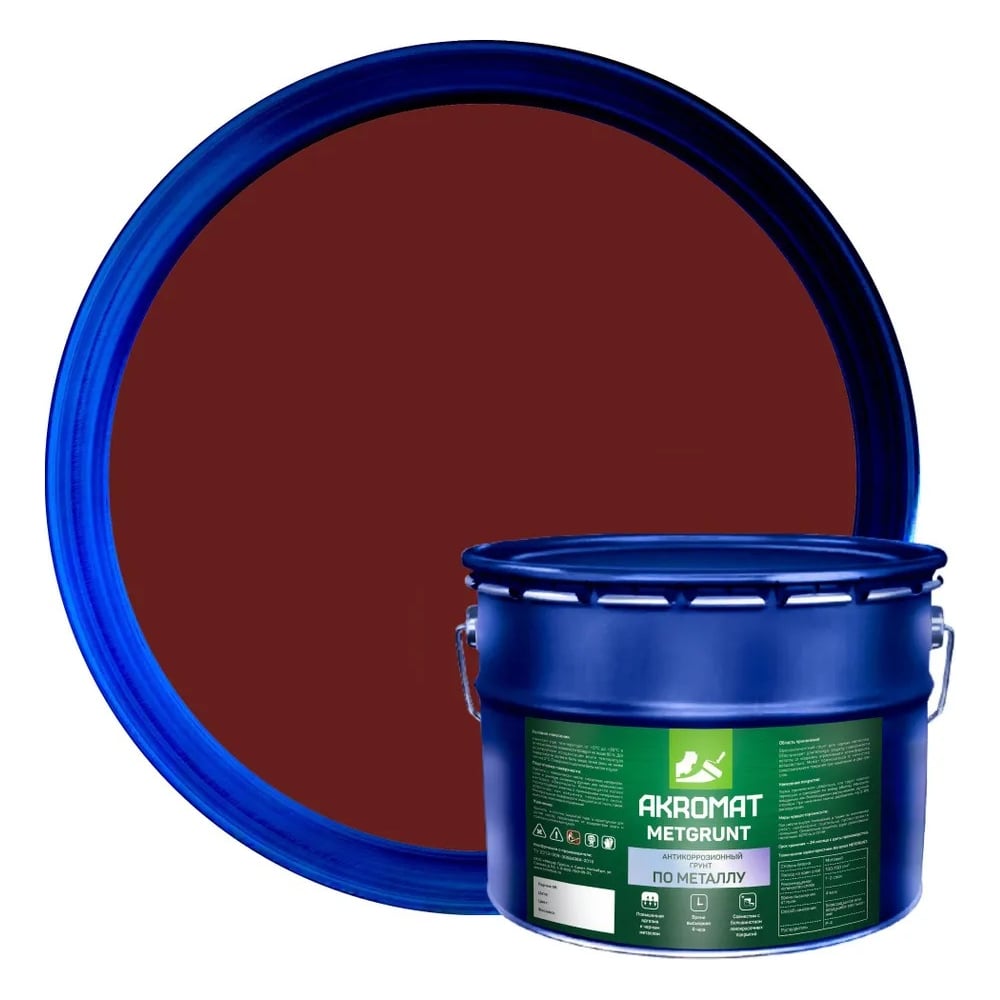Изображение товара Грунт AKROMAT METGRUNT 10 кг коричнево-красный для металла преобразователь ржавчины