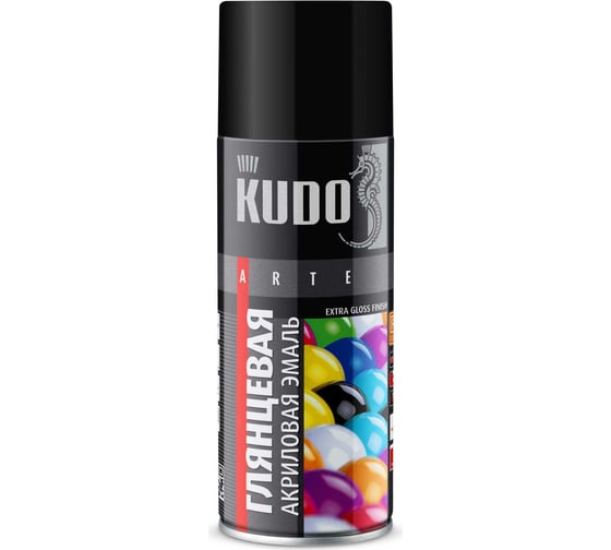 Изображение товара Эмаль универсальная акриловая KUDO RAL 9005 чёрная высокоглянцевая 0.52 л KU-A9005