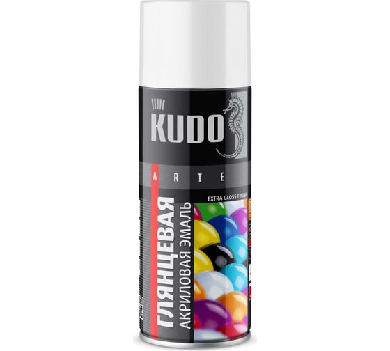Изображение товара Эмаль универсальная акриловая KUDO RAL 9003 белая высокоглянцевая объем 520 мл KU-A9003