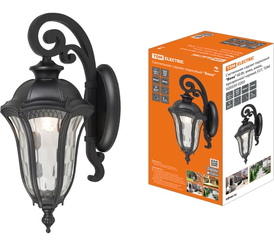Изображение товара Садово-парковый светильник TDM ELECTRIC "Вена" 60 Вт, вниз, алюминий, прозрачное/черный, Е27, SQ0330-0203