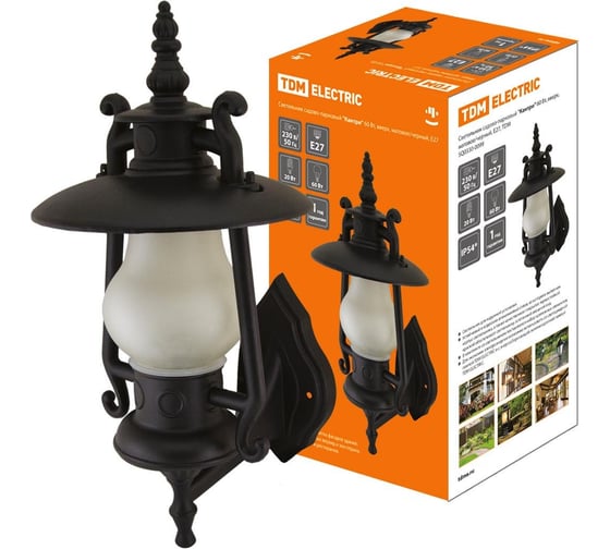 Изображение товара Садово-парковый светильник TDM ELECTRIC "Кантри" 60 Вт, вверх, матовое/черный, Е27, SQ0330-0099