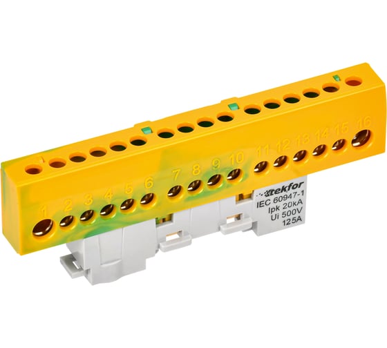 Изображение товара Шина IEK TEKFOR PE земля, изолятор на универсальном держателе, 8x12-16-ЖЗ, 5штук/упаковка TF-NN20-16-KL-K52