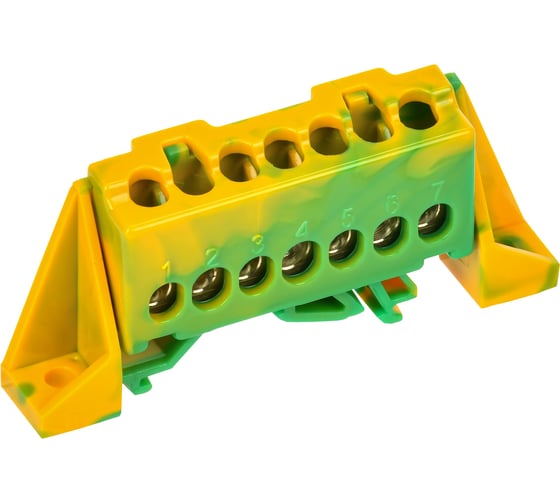 Изображение товара Шина IEK TEKFOR PE земля, в комбинированном изоляторе, Стойка 6x9-7-ЖЗ, 5штук/упаковка TF-NN10-07-DP-K52