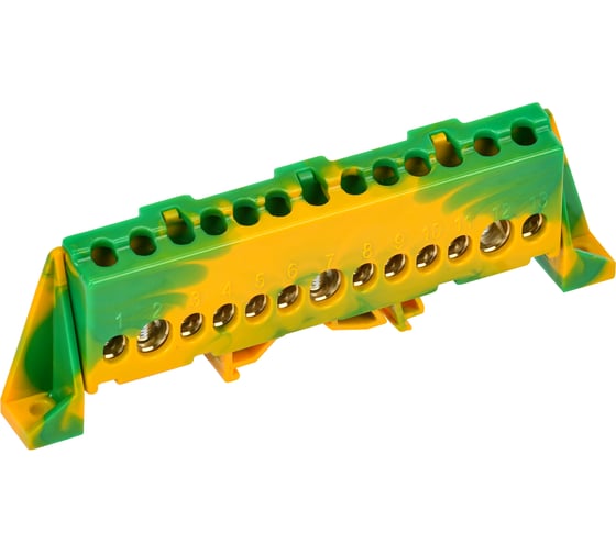 Изображение товара Шина IEK TEKFOR PE земля, в комбинированном изоляторе, Стойка 8x12-13-ЖЗ, 5штук/упаковка TF-NN20-13-DP-K52