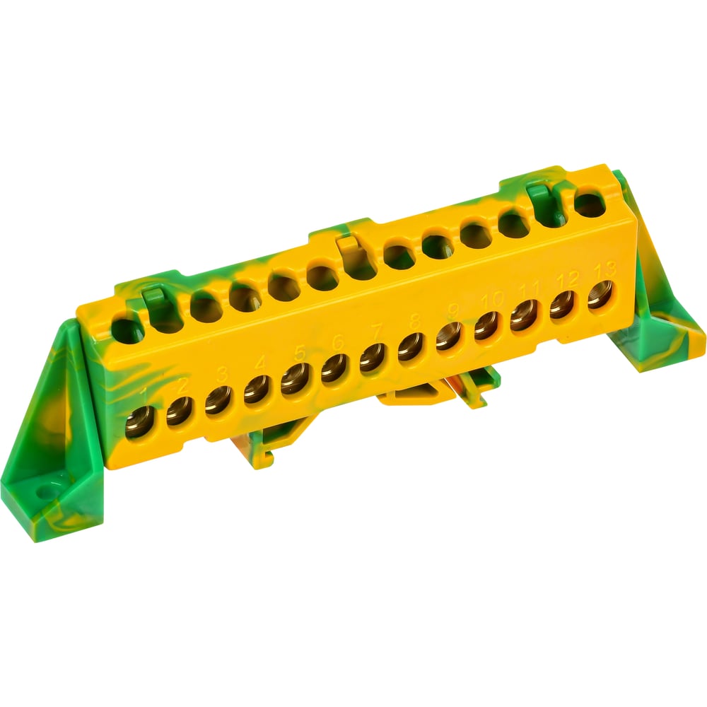 Изображение товара Шина IEK TEKFOR PE земля, в комбинированном изоляторе, Стойка 6x9-13-ЖЗ, 5штук/упаковка TF-NN10-13-DP-K52