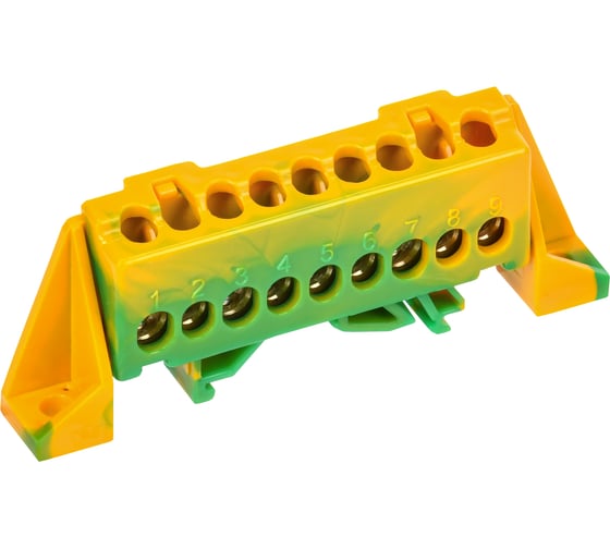 Изображение товара Шина IEK TEKFOR PE земля, в комбинированном изоляторе, Стойка 6x9-9-ЖЗ, 5штук/упаковка TF-NN10-09-DP-K52