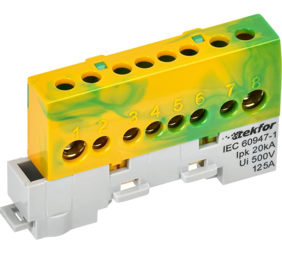 Изображение товара Шина IEK TEKFOR PE земля, изолятор на универсальном держателе, 8x12-8-ЖЗ, 5штук/упаковка TF-NN20-08-KL-K52