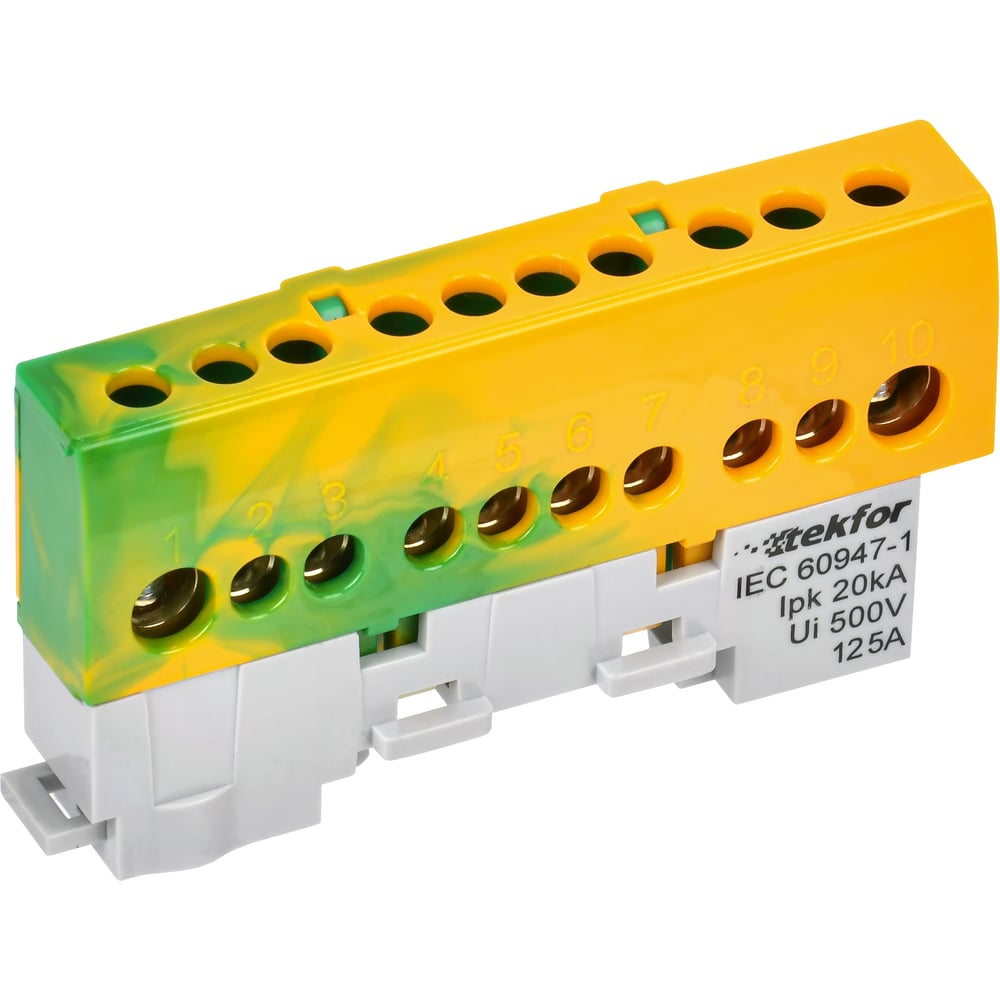 Изображение товара Шина IEK TEKFOR PE, 10 проводников, заземление, 5 штук в упаковке