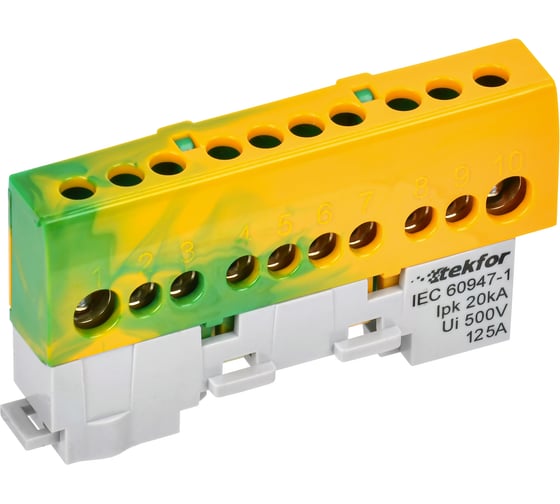 Изображение товара Шина IEK TEKFOR PE земля, изолятор на универсальном держателе, 8x12-10-ЖЗ, 5штук/упаковка TF-NN20-10-KL-K52