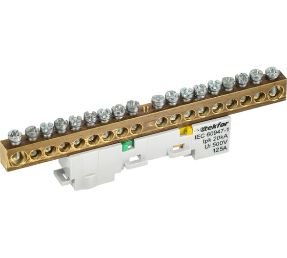 Изображение товара Шина IEK TEKFOR PE земля, неизолированная, на универсальном держателе, 8x12-18-Ж, 5штук/упаковка TF-NN20-18-DL-K05