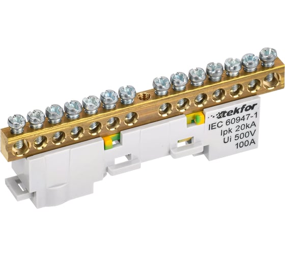 Изображение товара Шина IEK TEKFOR PE земля, неизолированная, на универсальном держателе, 6x9-14-Ж, 5штук/упаковка TF-NN10-14-DL-K05