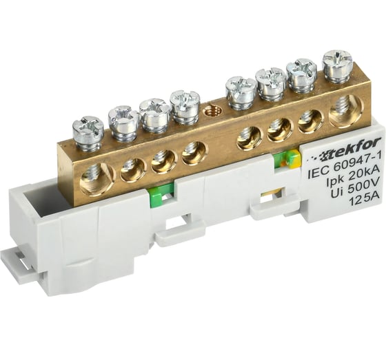 Изображение товара Шина IEK TEKFOR PE земля, неизолированная, на универсальном держателе, 8x12-8-Ж, 5штук/упаковка TF-NN20-08-DL-K05