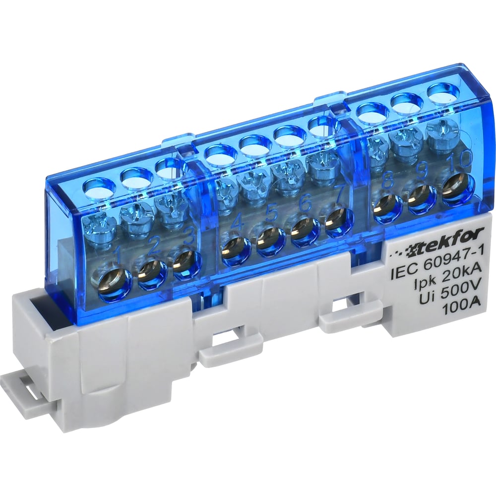 Изображение товара Шина N нулевая IEK TEKFOR 6x9-10-С на универсальном держателе 5 шт