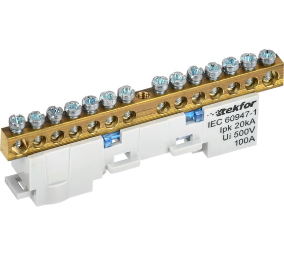 Изображение товара Шина N ноль изолятор на универсальном держателе IEK TEKFOR. 6x9-14-С (5шт/упак) TF-NN10-14-KL-K07