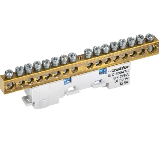 Изображение товара Шина N ноль изолятор на универсальном держателе IEK TEKFOR. 8x12-16-С (5шт/упак) TF-NN20-16-KL-K07