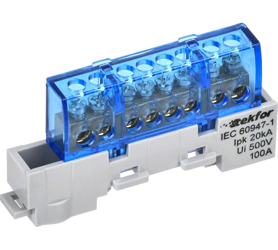 Изображение товара Шина N ноль изолятор на универсальном держателе IEK TEKFOR. 6x9-8-С (5шт/упак) TF-NN10-08-KL-K07