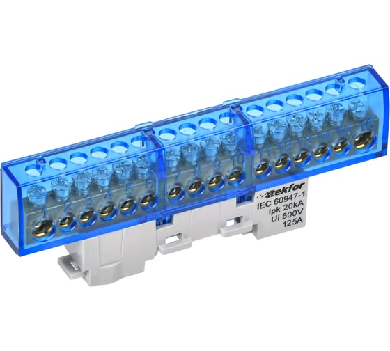 Изображение товара Шина N ноль неизолированная на универсальном держателе IEK TEKFOR 8x12-16-С (5шт/упак) TF-NN20-16-DL-K07