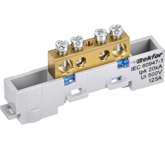 Изображение товара Шина N ноль неизолированная на универсальном держателе IEK TEKFOR 8x12-4-С (5шт/упак) TF-NN20-04-DL-K07