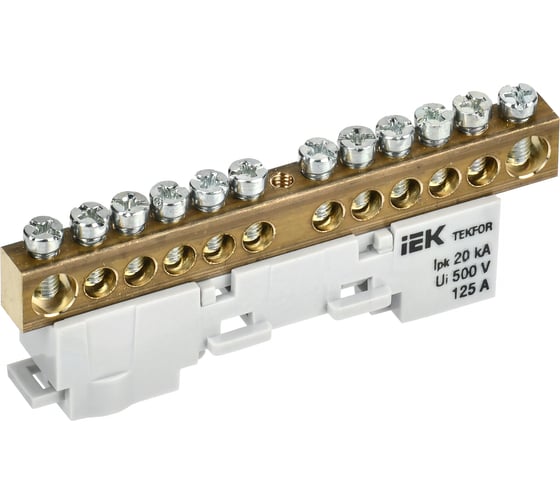 Изображение товара Шина N ноль неизолированная на универсальном держателе IEK TEKFOR 8x12-14-С (5шт/упак) TF-NN20-14-DL-K07