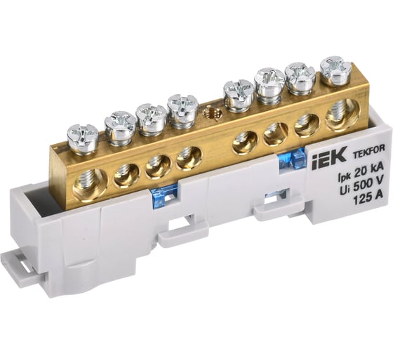 Изображение товара Шина N ноль неизолированная на универсальном держателе IEK TEKFOR 8x12-8-С (5шт/упак) TF-NN20-08-DL-K07