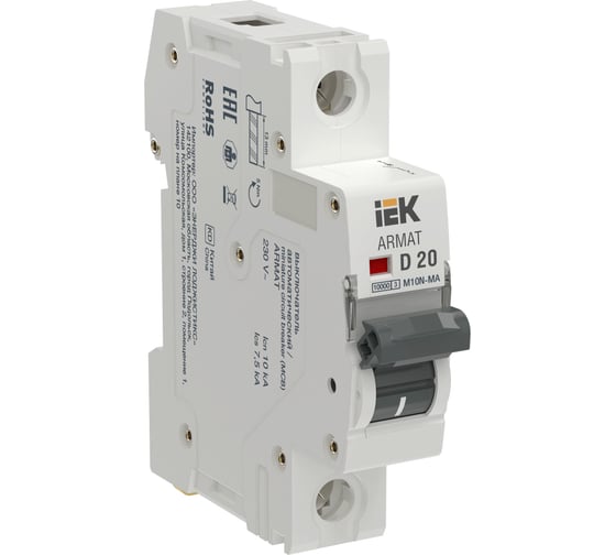 Изображение товара Автоматический выключатель без теплового расцепителя M10N-MA 1P D 20А AR-M10N-MA-1-D020