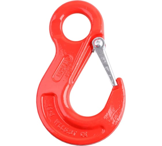 Изображение товара Крюк грузовой с проушиной и предохранителем Стройбат 12мм, красный упаковка 1 шт 577490