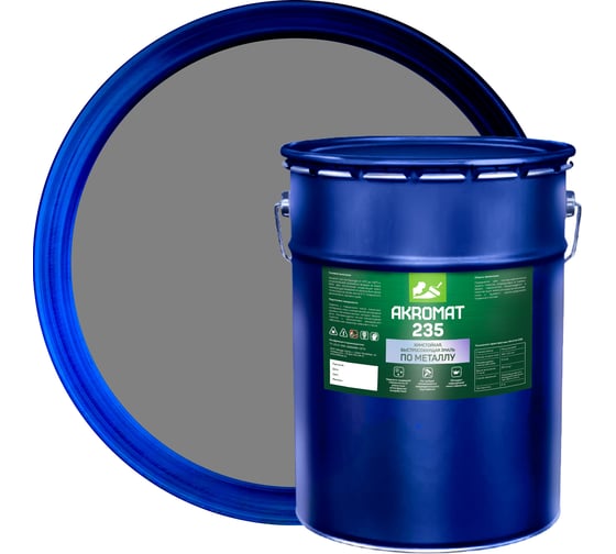 Изображение товара Грунт-эмаль Мицар AKROMAT 235 (АКРОМАТ 235), химстойкая п/матовая 20 кг серый УТ000009885