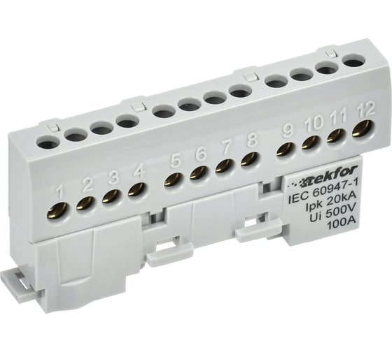 Изображение товара Шина L фаза изолированная на универсальном держателе IEK TEKFOR 6x9-12-Ср (5шт/упак) TF-NN10-12-KL-K03